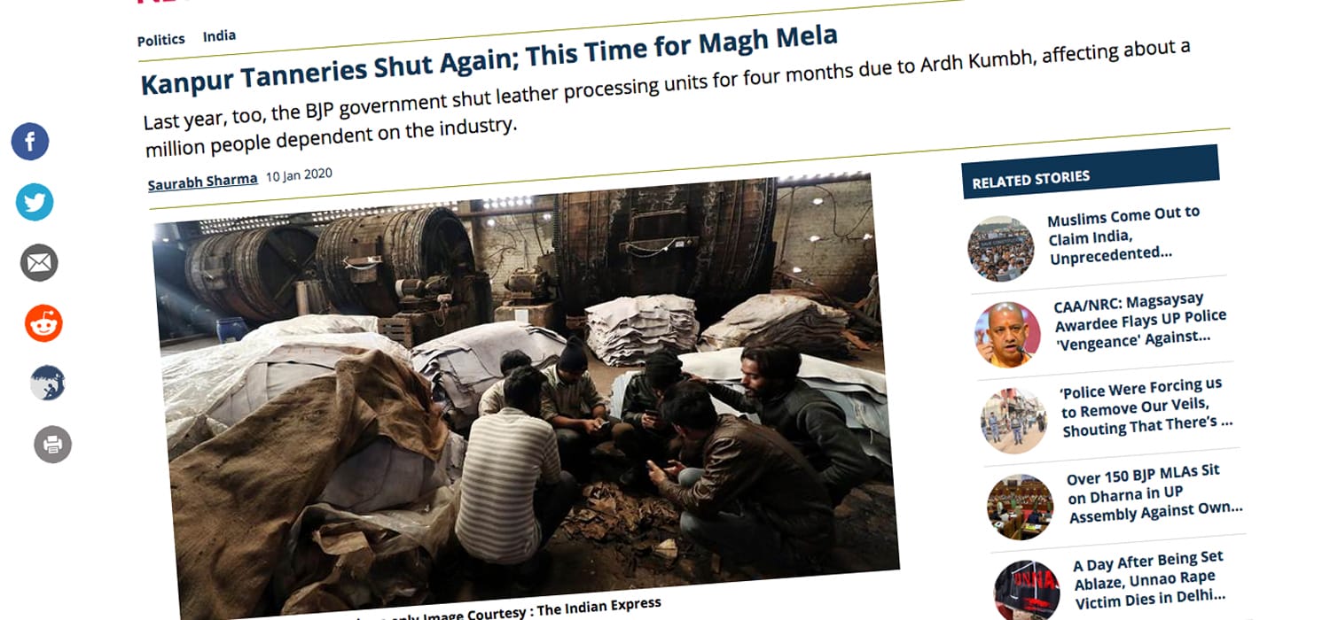 Nuovo stop per le concerie di Kanpur: arriva il Magh Mela
