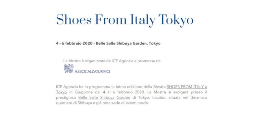 A Tokyo apre Shoes From Italy sull’onda del +7,8% di export
