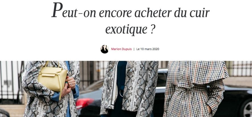 Le Figaro si chiede se vale la pena comprare pelli esotiche