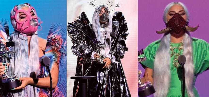 MTV VMA, Lady Gaga is the queen in leather and artists’ masks