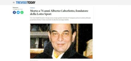 Se ne va Alberto Caberlotto (74), cofondatore di Lotto Sport