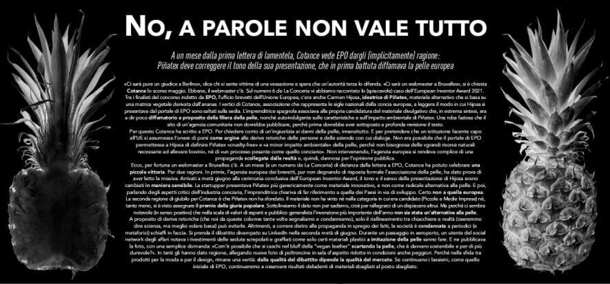 La parabola di Piñatex dimostra che no, a parole non vale tutto