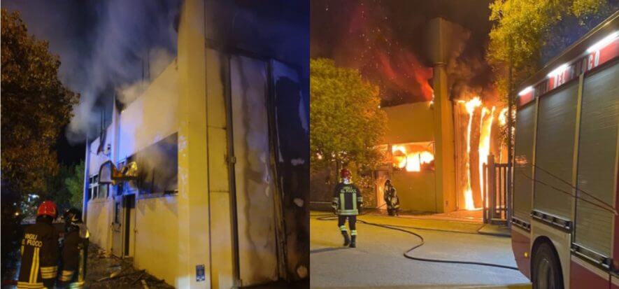 Incendio al calzaturificio Dueggi: distrutti materiali e strumenti