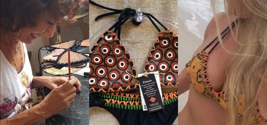 Emilia's (circular) leather bikinis for Brazilian beaches