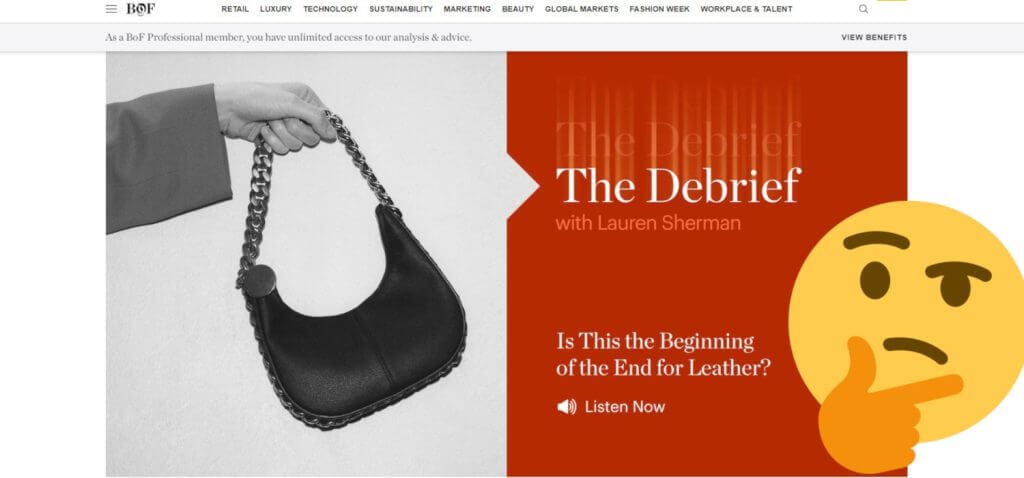 BoF asks if the time for leather is over. We ask when they will begin posing intelligent questions