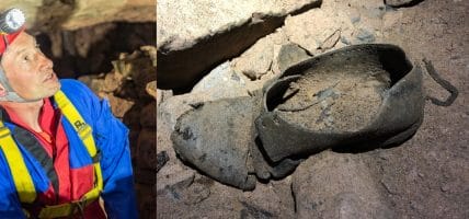 An ancient leather shoe is found in a mine “time capsule”