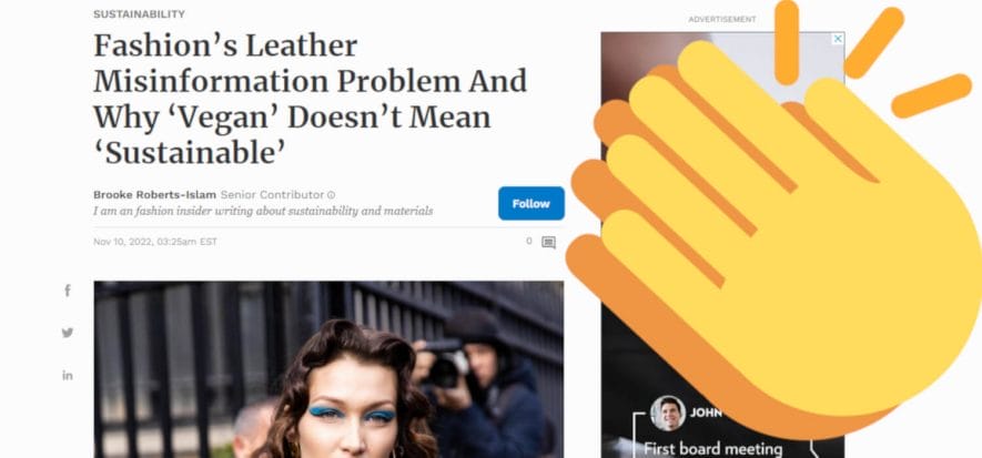 Forbes: “There is a problem with vegan misinformation on leather”