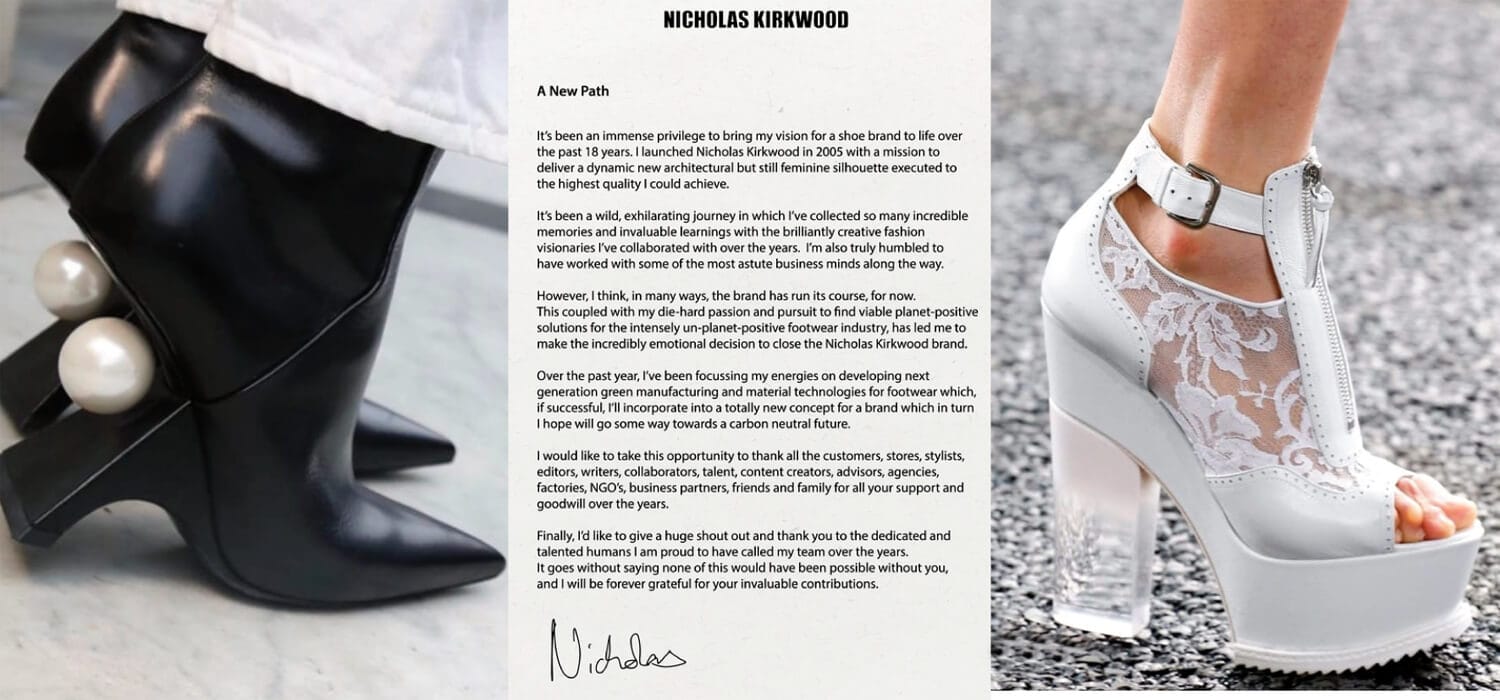 Architectural shoe brand Nicholas Kirkwood is shutting down