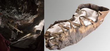 A child's shoe from over 2,000 years ago in a salt mine