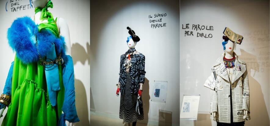 Gli outfit eccentrici di Anna Piaggi in mostra a Lineapelle