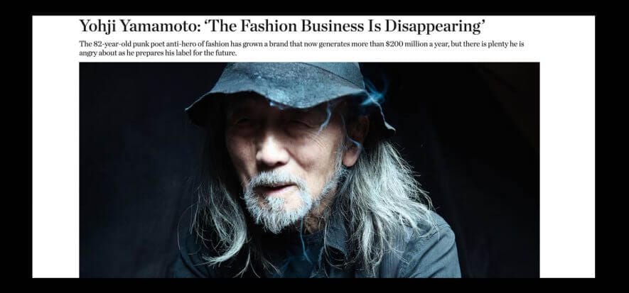 La nuda verità di Yohji Yamamoto: “Oggi la moda è una barzelletta”